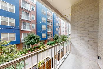 Private balcony overlooking the city at The Whit Apartments in Indianapolis, IN 46204